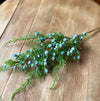 Artificial Juniper Berry Pine Spray, Silk flower stem, Christmas flower stem, craft supply, natural look cedar wreath making supplies