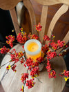 Fall Bittersweet Candle Ring, Autumn accent ring, orange berry candle ring, farmhouse decor, Halloween decor