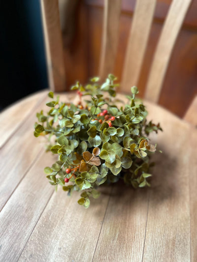 Harvest Half Sphere Eucalyptus & Berry, farmhouse mantle decor, Fall greenery sphere urn filler, wreath making supply, Craft supply