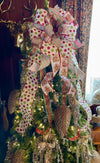 The Monica Red White & Green Whimsical Christmas Tree Topper Bow