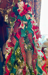 The Meagan Red & Green Christmas Tree Topper Bow