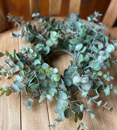 Eucalyptus Candle Ring, Greenery Mini Wreath, Candle Wreath, Mantle decor, Kitchen island decor, farmhouse year round decor, Fall