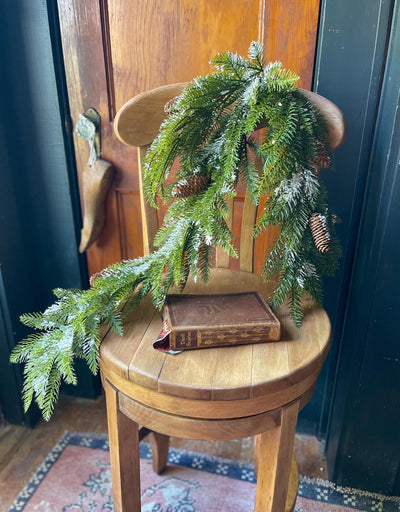 Artificial Flocked Pine Teardrop Swag