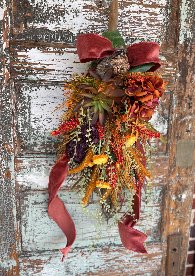 Plum & Russet Fall Swag For Front Door - The Harriet