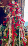 The Wendy Red White & Green Christmas Tree Topper Bow