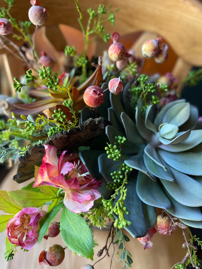 The Victoria Fall Centerpiece For Table, Mauve & green fall arrangement, succulent rustic arrangement, Autumn floral arrangement, all season