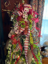 The Odessa Red & Green polka dot Christmas Tree Topper Bow