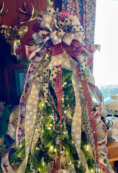 The Danielle Buffalo Check Christmas Tree Topper Bow