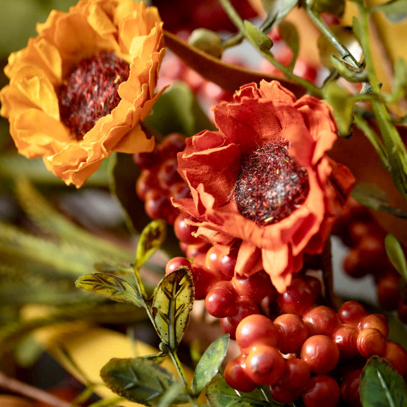 Fall Floral Berry Candle Ring, Autumn accent ring, orange berry candle ring, farmhouse decor, Halloween decor, Farmhouse fall mini wreath