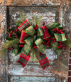 The Clara Mixed Pine & Berry Christmas Door Swag, Farmhouse swag for front door, mantle swag, mailbox decoration, farmhouse winter swag