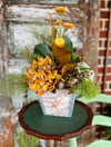 The Cara Fall Rustic Centerpiece For Table, orange & yellow fall arrangement, Sunflower Rustic arrangement, hydrangea autumn centerpiece