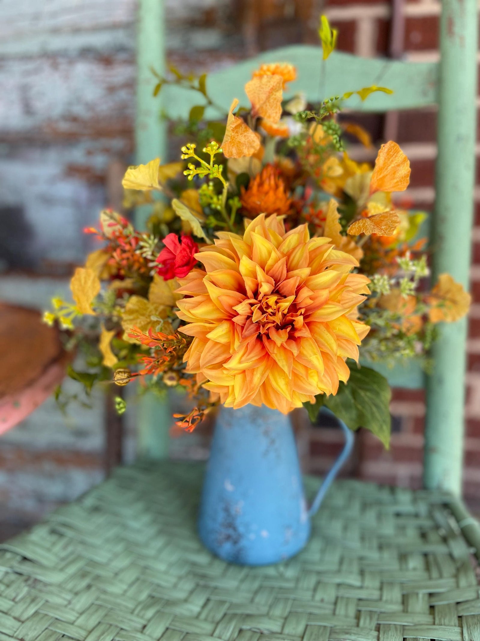 The Sabrina Fall Golden Yellow Dahlia Centerpiece