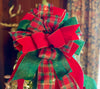 The Bianca Red Emerald Green & Gold Velvet Christmas Tree Topper Bow