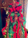 The Bianca Red Emerald Green & Gold Velvet Christmas Tree Topper Bow