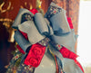 The Lapiz Smoke Blue Navy & Red Christmas Tree Topper Bow