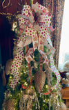 The Monica Red White & Green Whimsical Christmas Tree Topper Bow