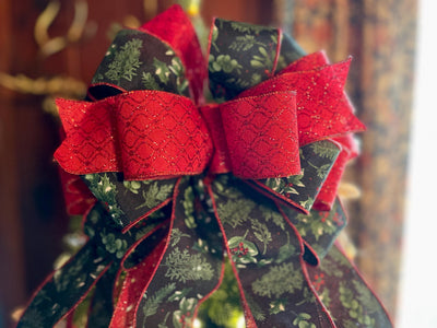 The Chloe Red & Black Christmas Tree Topper Bow