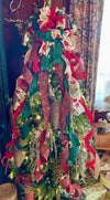 The Meagan Red & Green Christmas Tree Topper Bow