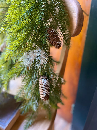 Artificial Flocked Pine Teardrop Swag
