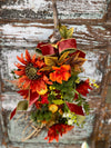 The Aurelia Fall Swag For Front Door, Autumn country cottage wreath, Farmhouse swag, unique door wreath, Orange & yellow fall floral swag