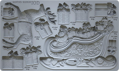 IOD Santas Sleigh Christmas Decor Mould, jewelry Casting mould, holiday mold, craft supply, soap mold, resin mold, Santa mould, Xmas craft