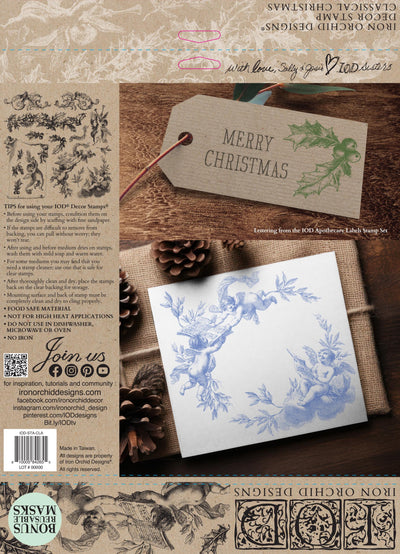 IOD Classical Christmas Decor Stamp, limited edition holiday stamp, decor stamp, label stamp, farmhouse stamp, card making