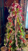 The Odessa Red & Green polka dot Christmas Tree Topper Bow