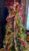 The Odessa Red & Green polka dot Christmas Tree Topper Bow