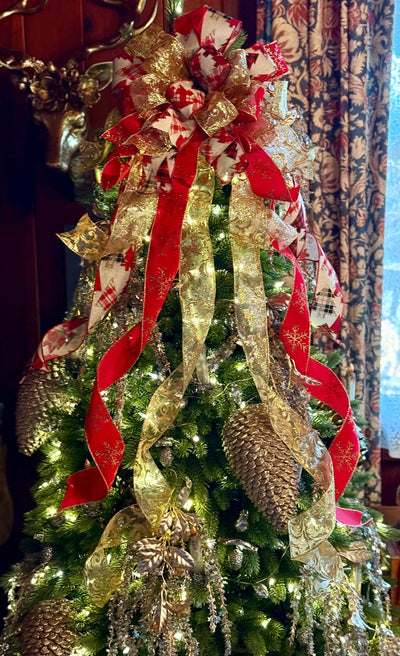 The Georgia Red Black & Gold Christmas Tree Topper Bow