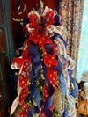 The Rockefeller Navy Red & Gold Nutcracker XXXL Christmas Tree Topper Bow