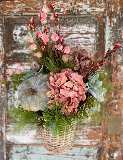 The Elise Blush & Plum Hydrangea Basket wreath