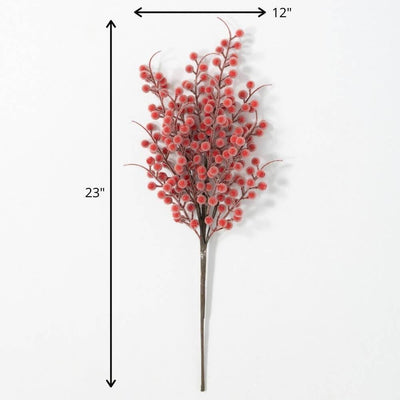 Artificial Red Frosted Berry Spray, Silk flower stem, Christmas flower stem, craft supply, natural look wreath making supplies