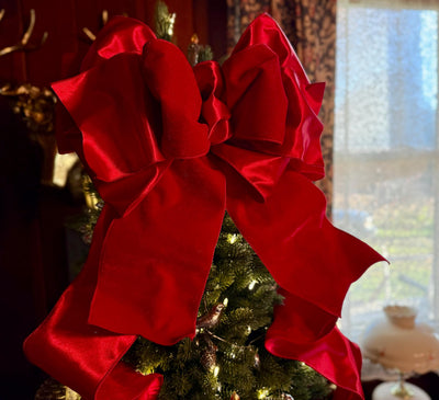 The Scarlet Red Velvet Christmas Tree Topper Bow