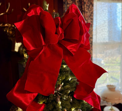 The Scarlet Red Plush Velvet XL Christmas Tree Topper Bow