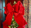 The Scarlet Red Plush Velvet XL Christmas Tree Topper Bow