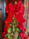 The Scarlet Red Plush Velvet XL Christmas Tree Topper Bow