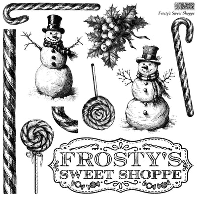 IOD Frostys Sweet Shoppe Christmas Decor Stamp, limited edition holiday stamp, decor stamp, label stamp, farmhouse stamp, card making