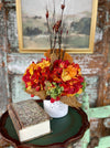 The Jessie Fall Rustic Centerpiece For Table, orange & yellow fall arrangement, Wildflower Rustic arrangement, hydrangea autumn centerpiece