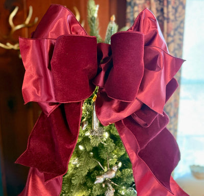 The Scarlet Red Plush Velvet XL Christmas Tree Topper Bow