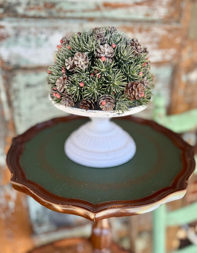 Frosted Pine Berry Half Sphere