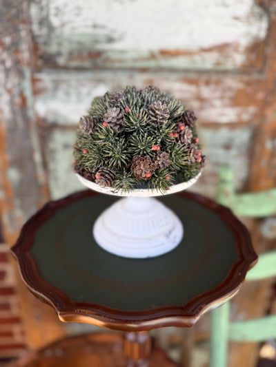 Frosted Pine Berry Half Sphere