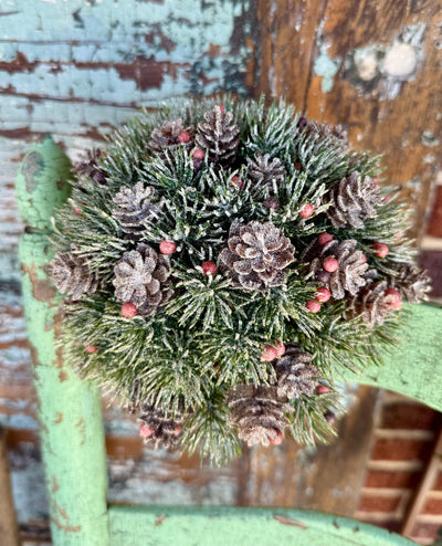 Frosted Pine Berry Half Sphere