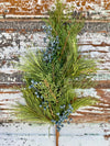 Artificial Juniper Spray, Silk flower stem, Christmas artificial flower stem, craft supply, natural look wreath making supply, pine pick