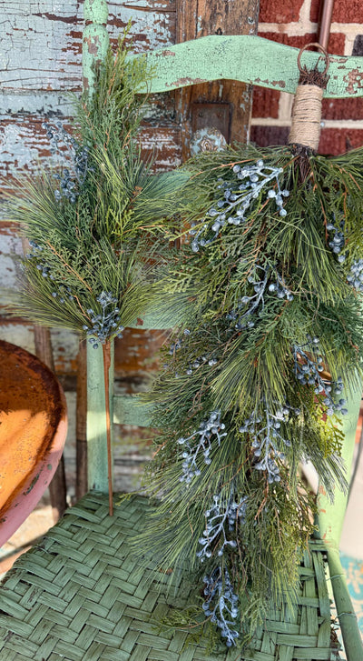 Artificial Juniper Spray, Silk flower stem, Christmas artificial flower stem, craft supply, natural look wreath making supply, pine pick