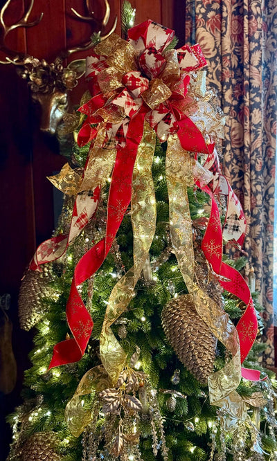 The Georgia Red Black & Gold Christmas Tree Topper Bow