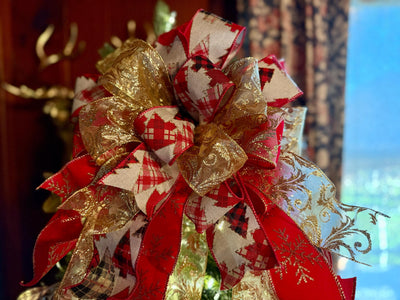 The Georgia Red Black & Gold Christmas Tree Topper Bow