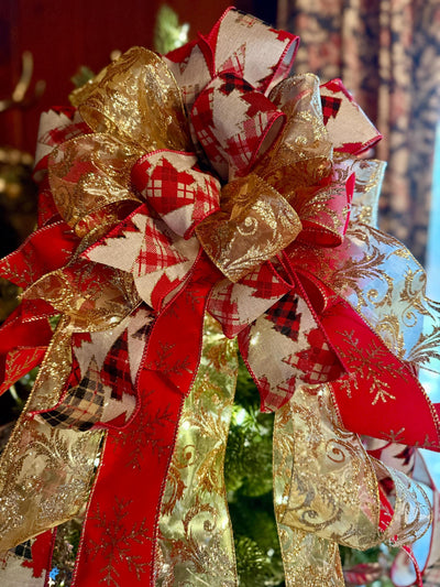 The Georgia Red Black & Gold Christmas Tree Topper Bow