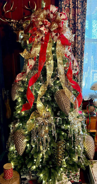 The Georgia Red Black & Gold Christmas Tree Topper Bow