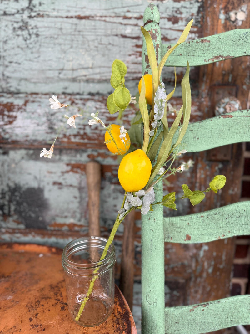 Artificial Lemon Branch with white blossom