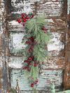 Red berry & mixed pine Christmas swag, ready to ship, holiday swag, wreath making supply, farmhouse decor, christmas decor, holiday decor